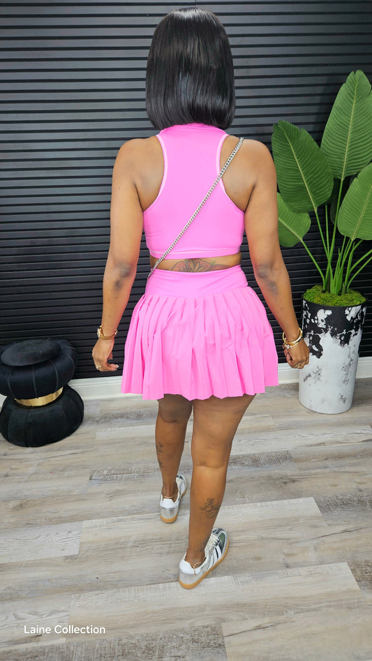 Heartbreaker Skorts Yoga Set(Pink) - Laine Collection