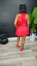 Heartbreaker Skorts Yoga Set(Red) - Laine Collection