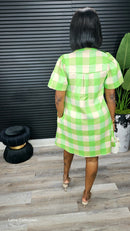 Checkered Breeze Mini Dress(Lime) - Laine Collection