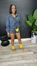 Glow Getter Polka Dot Shorts Set (Navy) - Laine Collection