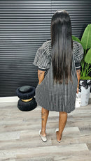 Mara Puff Sleeve Mini Dress(Black)