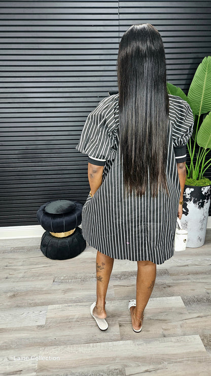 Mara Puff Sleeve Mini Dress(Black) - Laine Collection