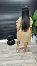Mara Puff Sleeve Mini Dress(Taupe)