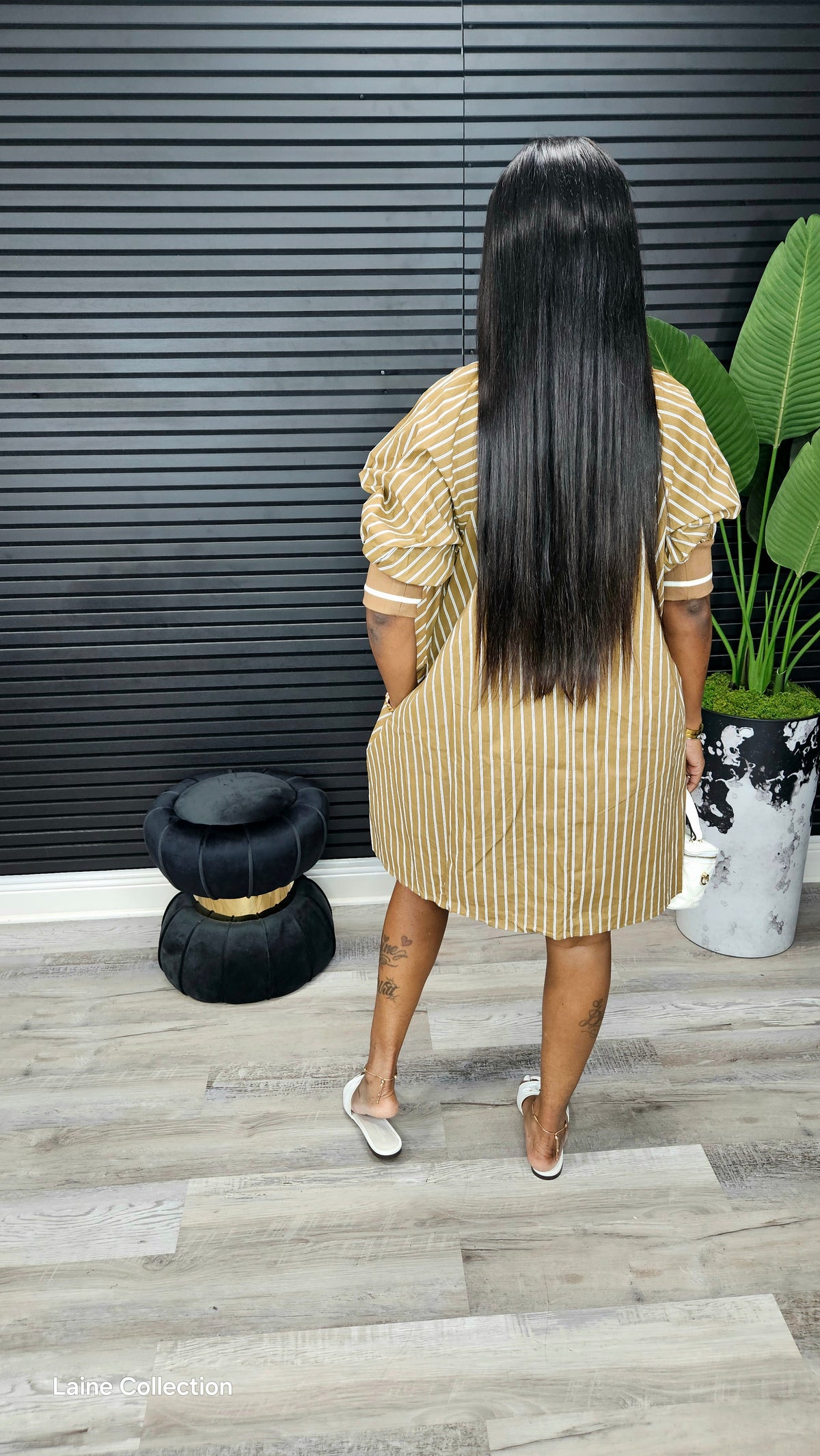 Mara Puff Sleeve Mini Dress(Taupe) - Laine Collection