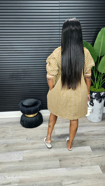 Mara Puff Sleeve Mini Dress(Taupe) - Laine Collection