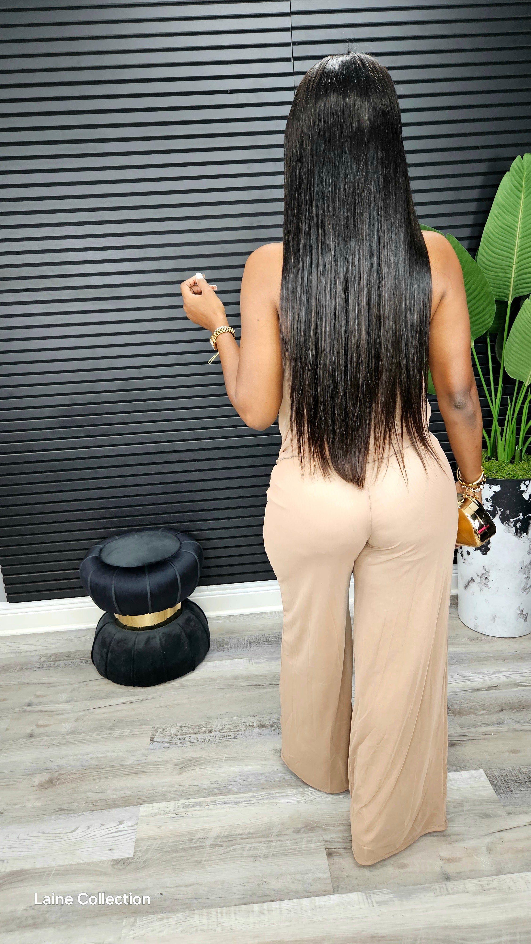 Unforgiven Deep Cowl Pants Set(Nude) - Laine Collection