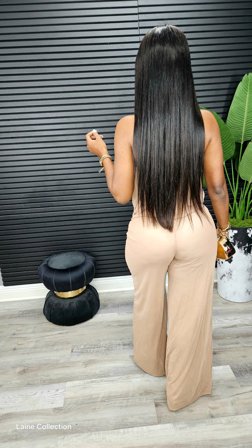 Unforgiven Deep Cowl Pants Set(Nude) - Laine Collection