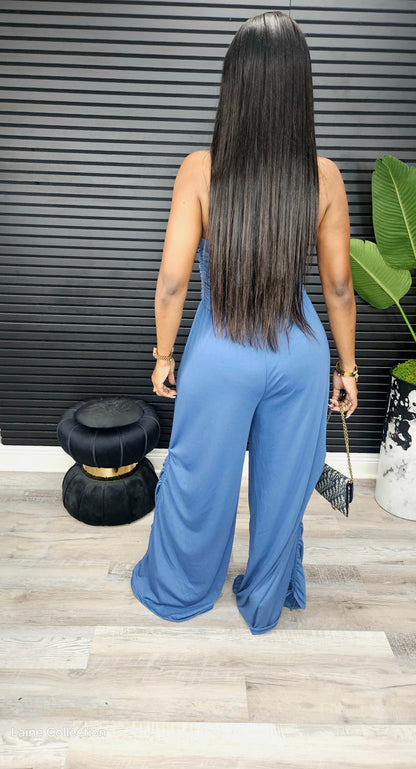 Coastal Drift Jumpsuit-Denim - Laine Collection