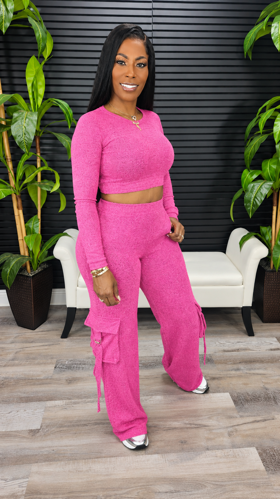 All Around Cargo Pants Set(Hot Pink) - Laine Collection