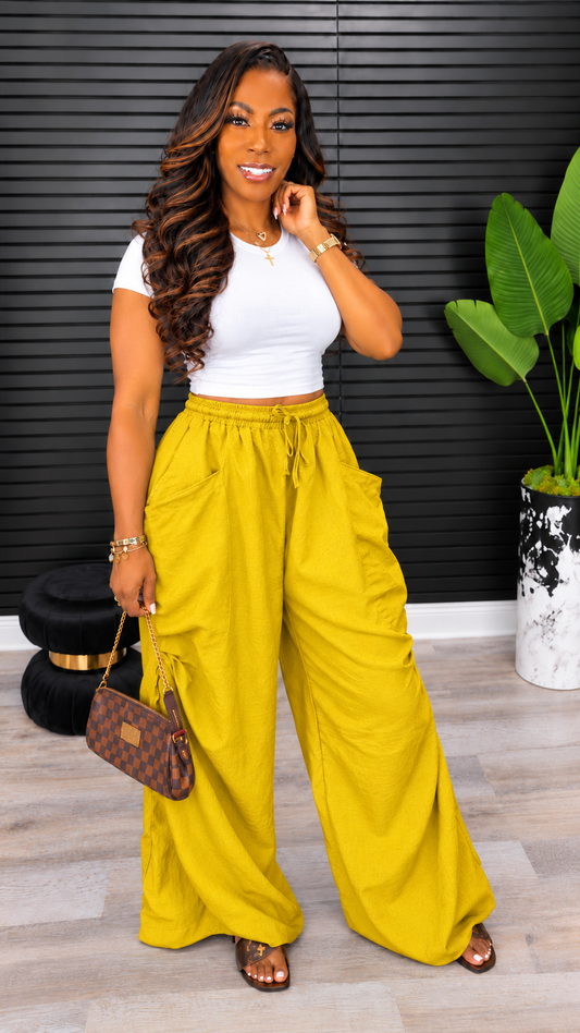 Catch Me Outside Cargo Pants –Mustard - Laine Collection