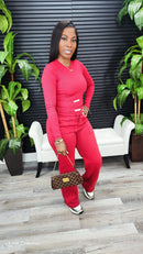 Let Me Work Pants Set (Burgundy)