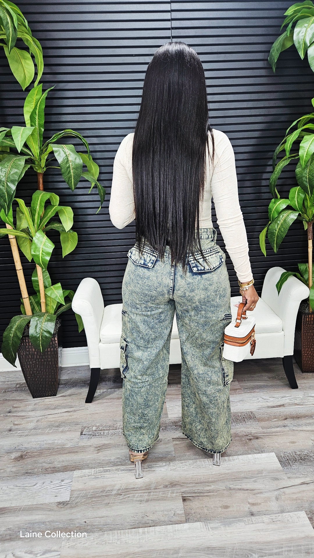 Two Ways Washed Denim Cargo Overall/Pants - Laine Collection