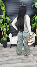 Two Ways Washed Denim Cargo Overall/Pants