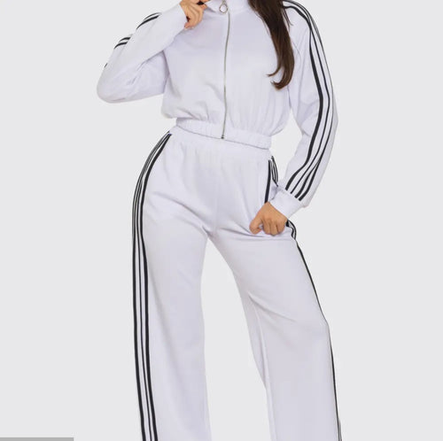 What A Game Tracksuit Set(White) - Laine Collection