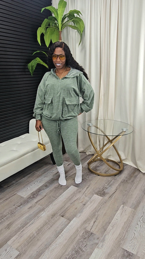 Basic Baddie Legging Set(Olive) - Laine Collection
