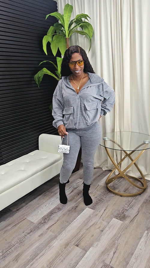 Basic Baddie Legging Set(Gray) - Laine Collection