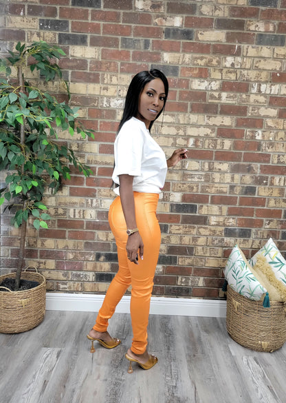 Metallic High Waist Jeans (Orange) - Laine Collection