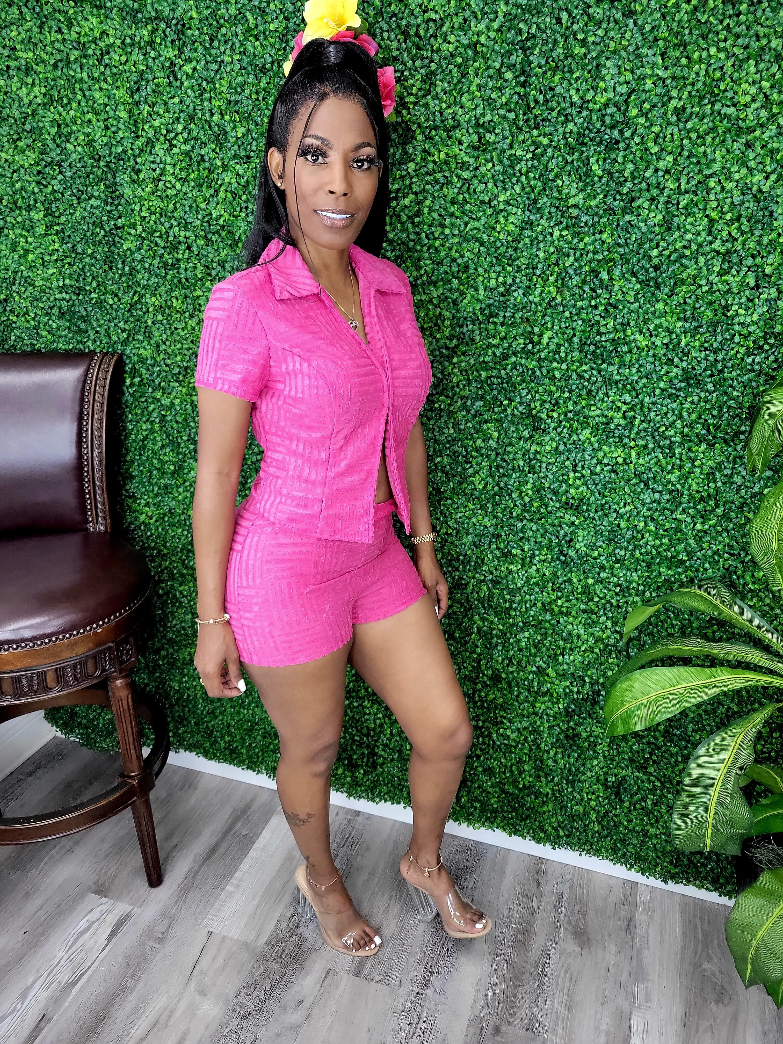 Toxic Babe Shorts Set(Fuschia)