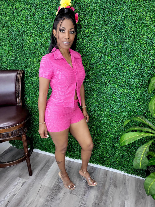 Toxic Babe Shorts Set(Fuschia) - Laine Collection